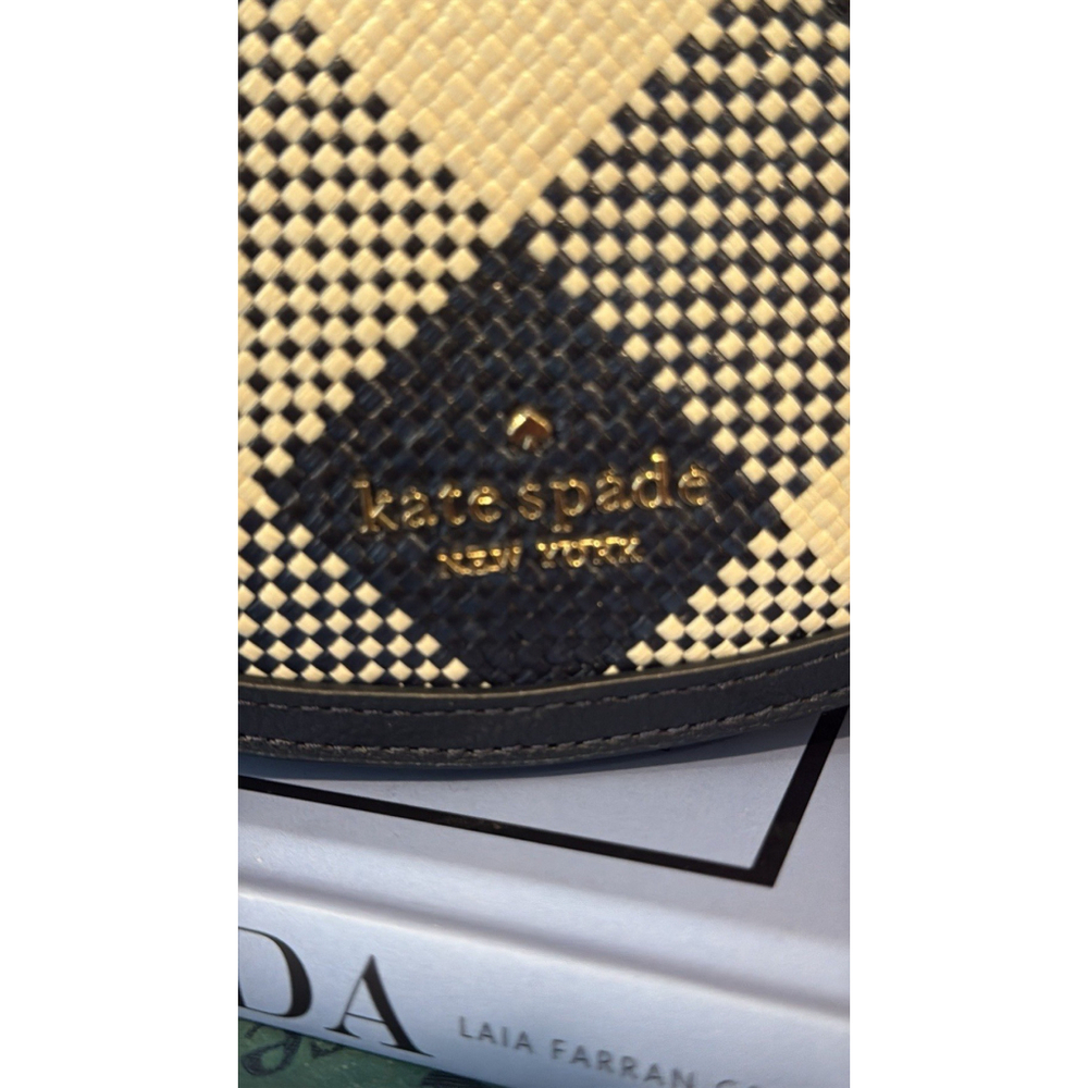 Kate Spade Crescent Woven Gingham Purse Crossbody Women's Bag Purse New Luna - Picture 10 of 11